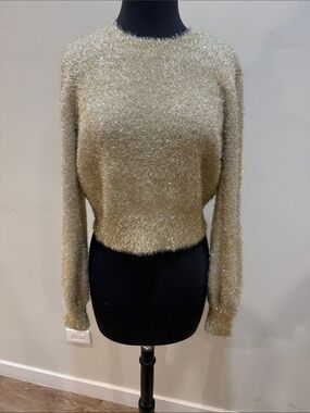 Aritzia Sunday Best kitten sweater gold metallic